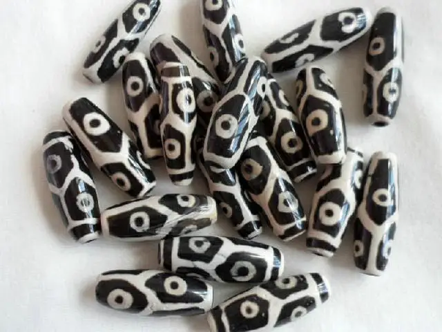 TSB0384 Tibetan Dzi Six Eyes Carnelian Dzi Beads Black Line 10beads lot