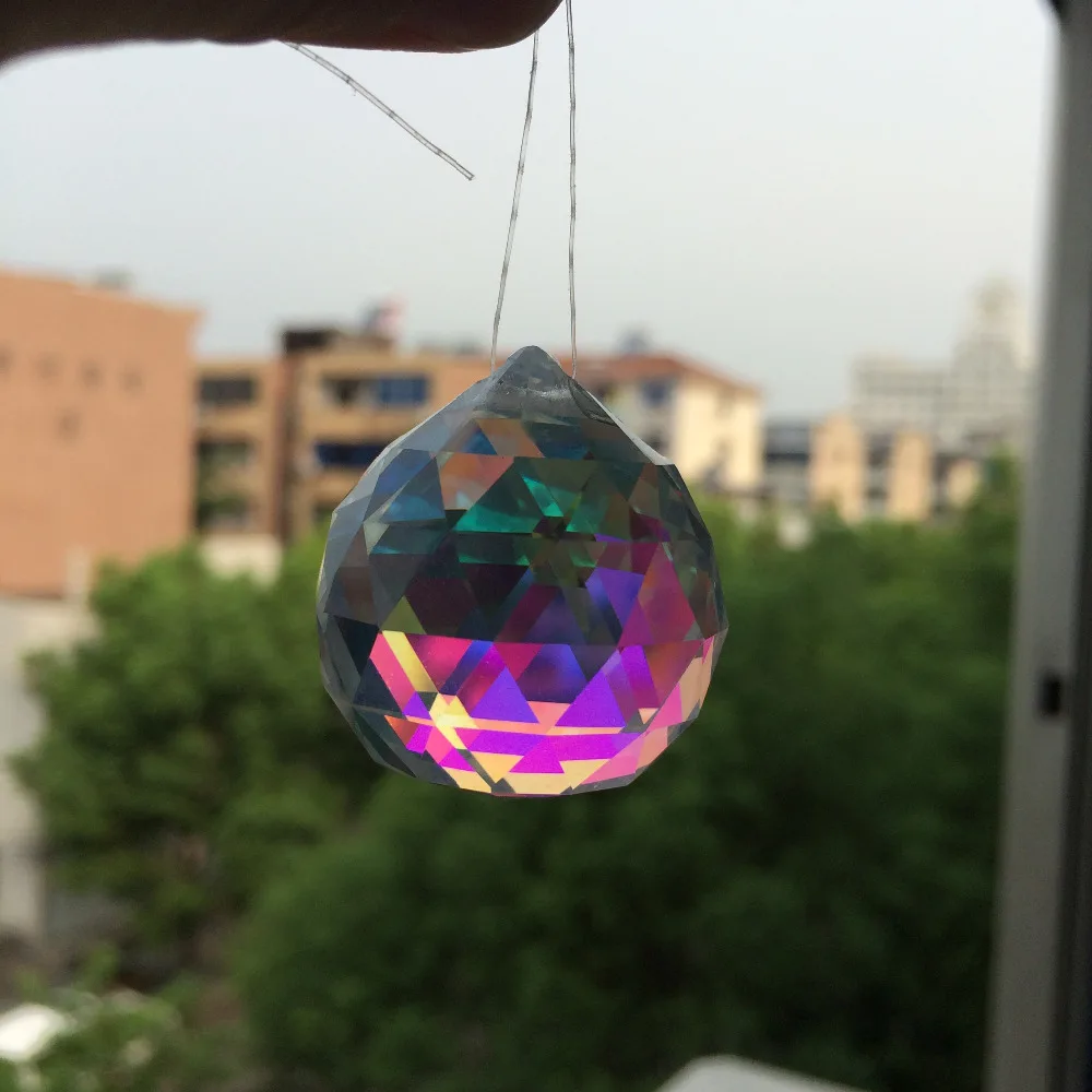 12pcs 30mm Clear AB Crystal Galss Faceted Balls DIY Suncatcher Feng Shui Sphere Crystal Chandelier Part  X-MAS Tree Decoration