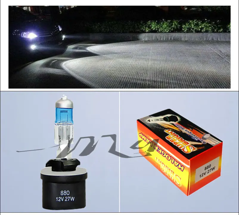 Lâmpadas brancas super do halogênio, faróis PGJ13, lâmpadas da névoa, fonte luminosa running do carro, dia amarelo do estacionamento, 12V, 880, 27W,