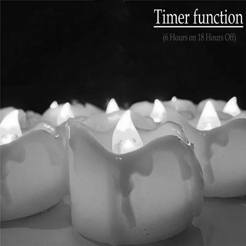 36pcs/lot Flickering LED Tea Light Candle w/Timer function dipped Wax Dripped Battery Operated tealight Wedding Xmas Home Party