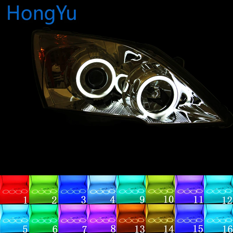 Latest Headlight Multi-color RGB LED Angel Eyes Halo Ring Eye DRL RF Remote Control for HONDA CR-V CRV 2007 - 2011 Accessories