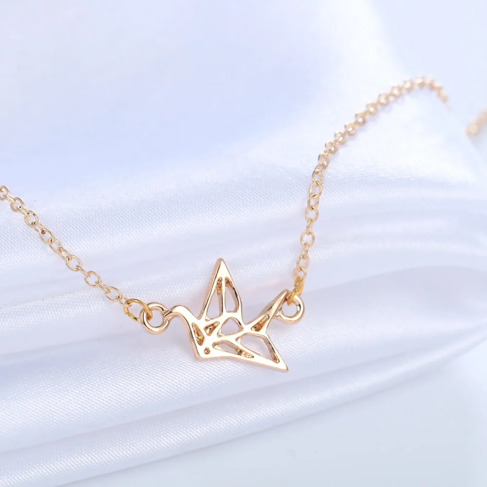 Kinitial Women Origami Crane Bracelets & Bangles Bird Charm Cuff Chain Bracelet Geometric Charm Animal Bracelet Pulseira