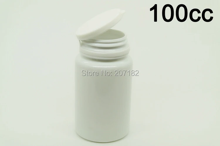 (100pcs/lot) 100cc White Color Pull Lid PET Pill Bottle, Vitamins Bottle,100ml Caspule Bottle with Flip Cap