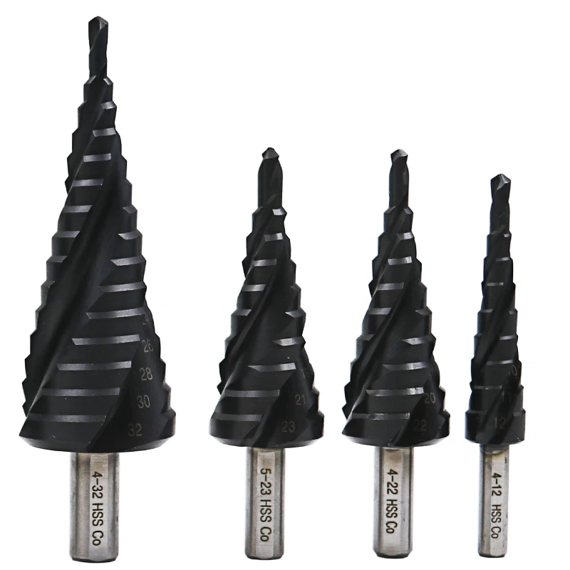 HSS CO M35 TiALN Stainless Steel Metal Step Drill Bit Spiral Groove Cutter Drilling Hole Saw Tool