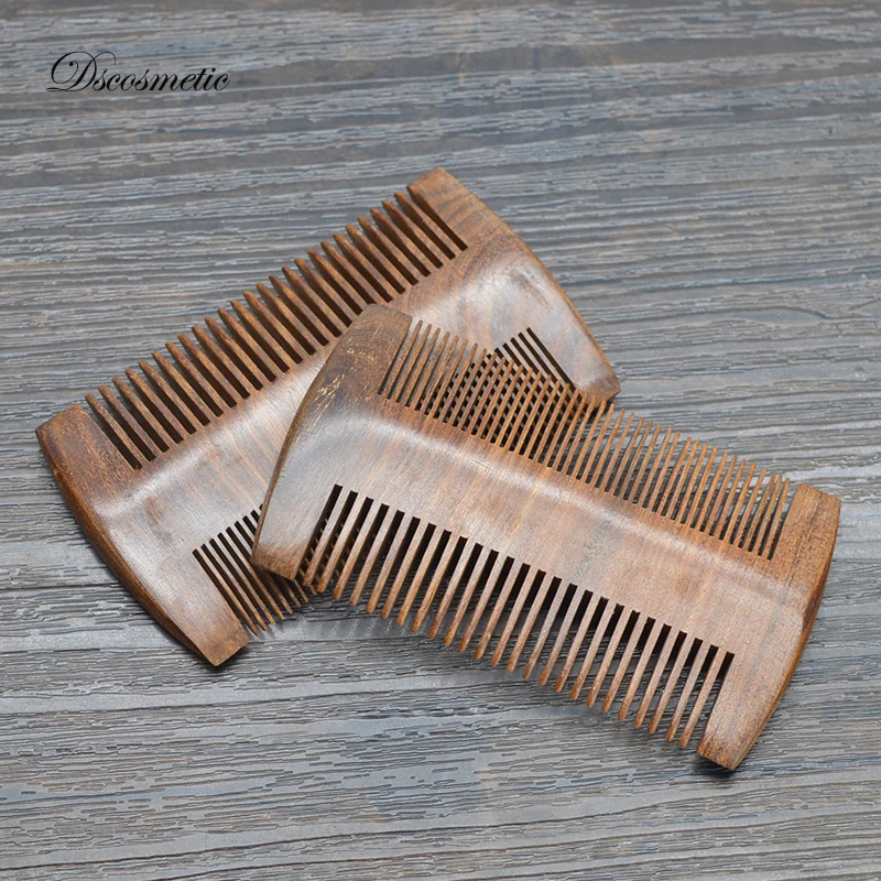 Dscosmetic professional natural beautiful wood mustackes brush narrow teeth handmade hair combs anti-static beard comb