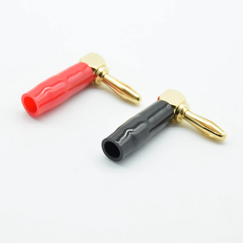 2pcs/1pair Right Angle 90 Degree 4mm Banana Plug Screw L Type  Binding Post Amplifiers Video Speaker Adapter Connector red black