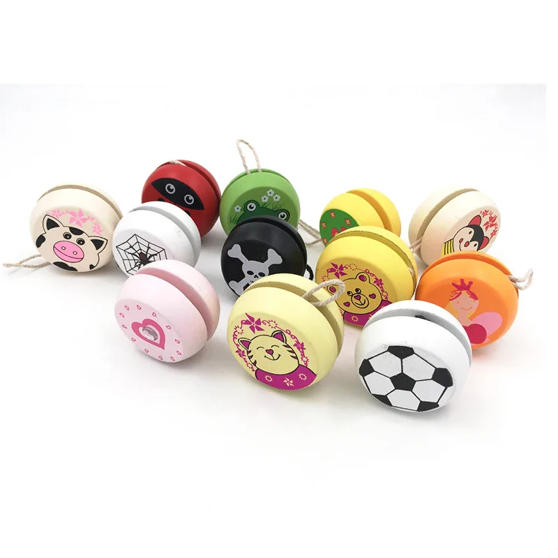 Children Yoyo Ball Cute Animal Prints Wooden Yoyo Toys Ladybug Toys Kids Yo-Yo Creative Yo Yo Toys For Children G0149