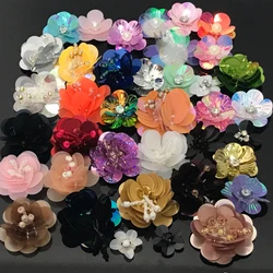 20 pz/lotto Patch di fiori di paillettes misti fai da te diversi colori Patch di fiori cucire su badge in tessuto cucire Applique di stoffa