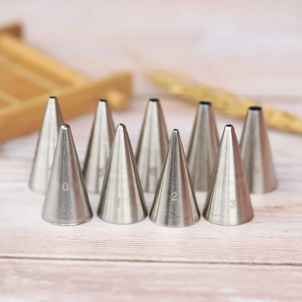 #0-8 Piping Nozzles Pastry Fondant Cup Cake  Chocolate Decorating Baking Tools Write Word Pull line Stainless Steel Icing Tips