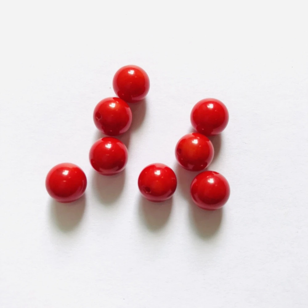 AA Quality Red Coral Half Drilled Beads for Earring 4mm 6mm 8mm 10mm 12mm  Half hole Round Beads Bamboo Coral beads,4pcs(2pairs)