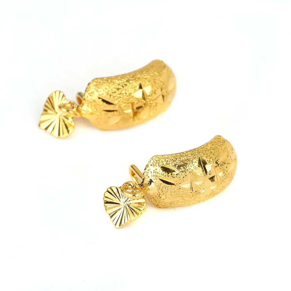 New Ethiopian African Earrings Heart For Girls Women Gold Color Earrings Stud Girls Earrings Jewelry