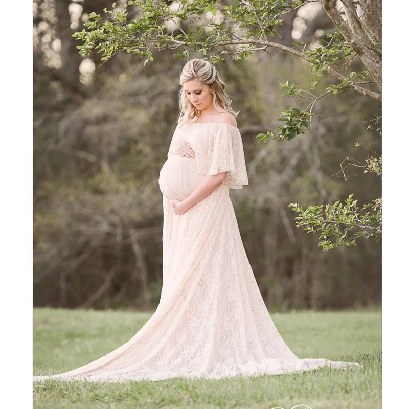 Lace Maternity Dresses For Photo Shoot Long Pregnant Dress Pregnancy Dress Photography Maxi Vestidos Clothes For Pregnant Women