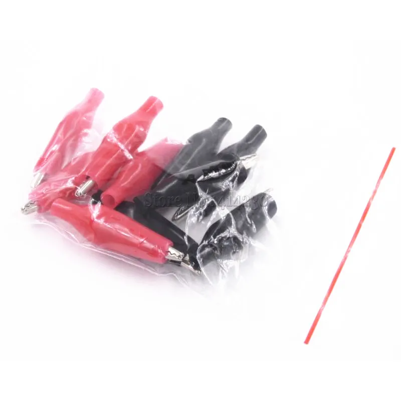 Gran oferta, 10 Uds., pinza de cocodrilo pequeña/Clip de cocodrilo de 2,8 cm, Clip de funda negra y roja, abrazadera de potencia, Clip de prueba (5