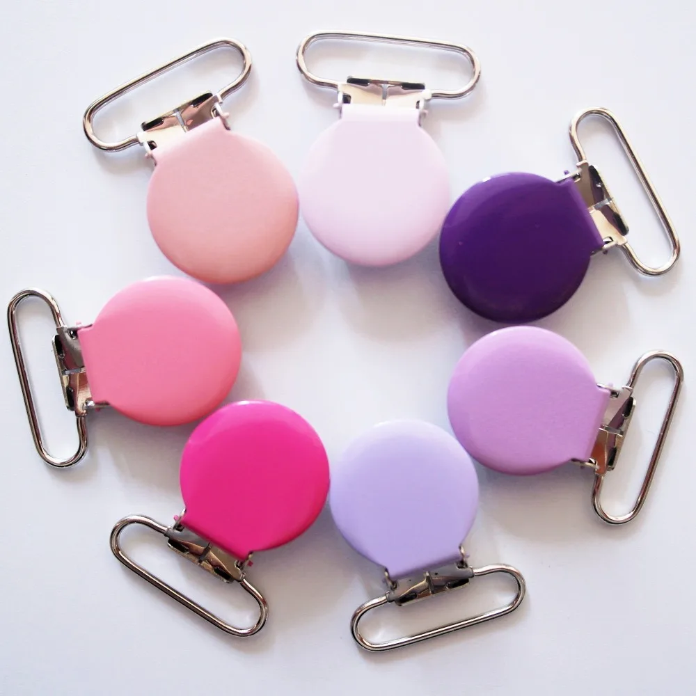 Free shipping 80pcs/lot Enamel Round Top Metal suspender clips,mixed 21 colors wholesale suspender / pacifier clips Suppliers