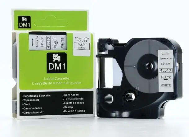 Free 10 pcs Compatible DYMO D1 45013 12mm black on white label tape cartridge for dymo printer