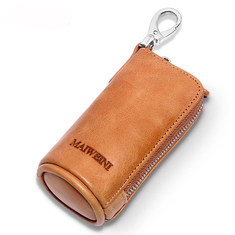 Brand New Genuine Leather Car Key Housekeeper Holders Men Multifunctional Key Wallets Women Cowhide Zipper Bucket Key Case