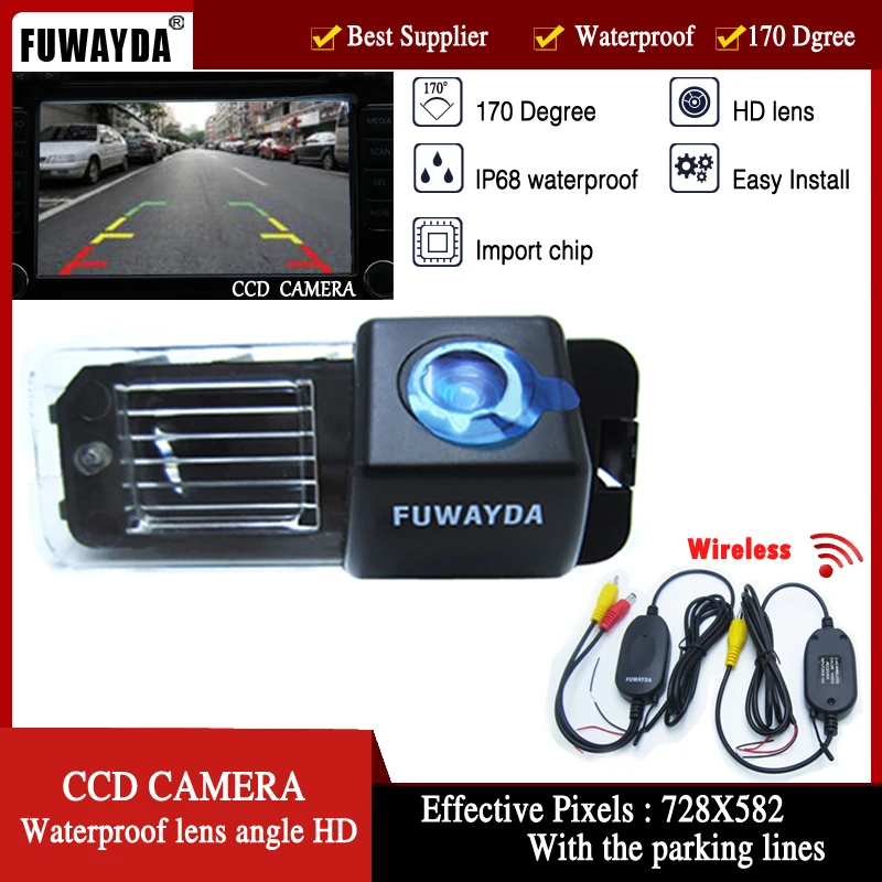 FUWAYDA Wrieless car accessories RearView camera LED Night Vision CCD Reverse for VW Volkswagen Polo V (6R)/ Golf 6 VI/Passat CC