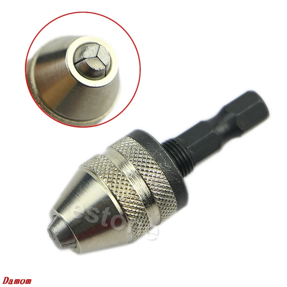 

OOTDTY 0.3-3mm Keyless Drill Chuck Screwdriver Impact Driver Adaptor 1/4 Inch Hex Shank Drills Tool Clamping Range