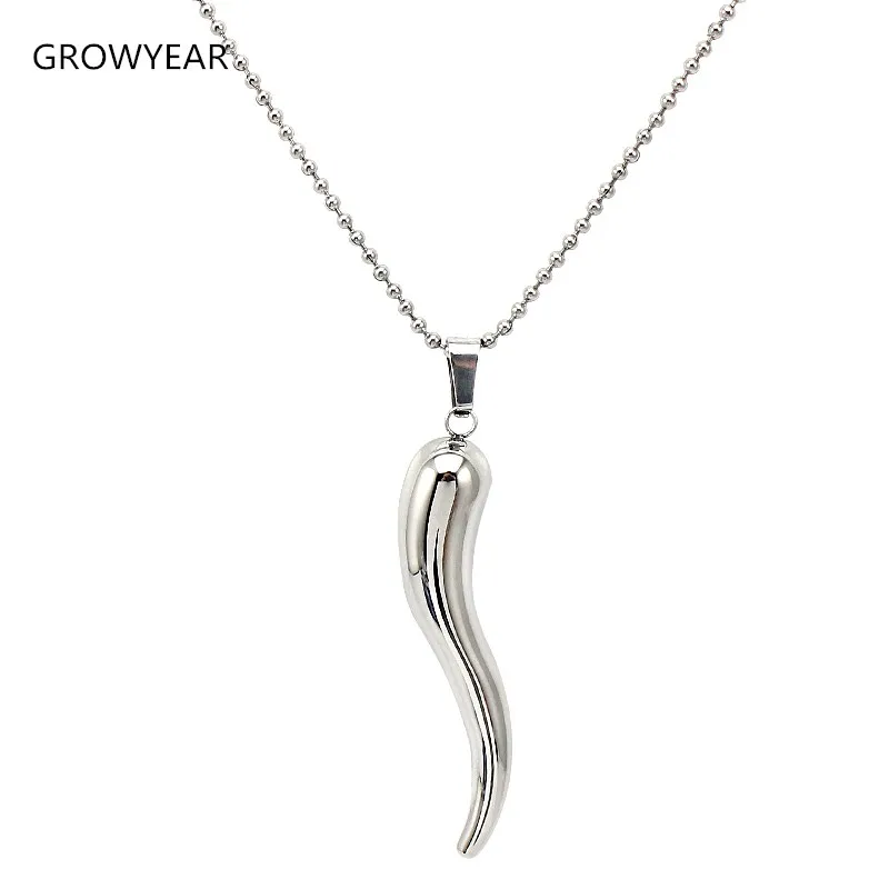 stainless steel long pendant necklace woman girls fashion jewelry silver color pepper necklace
