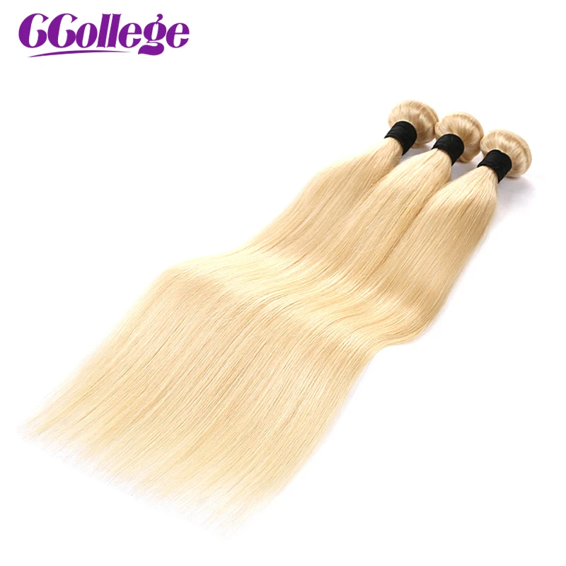 CCollege Hair Extension Brazilian Hair Weave Bundles #613 Blonde Bundles With Closure Straight Human Hair Bundles With Closure