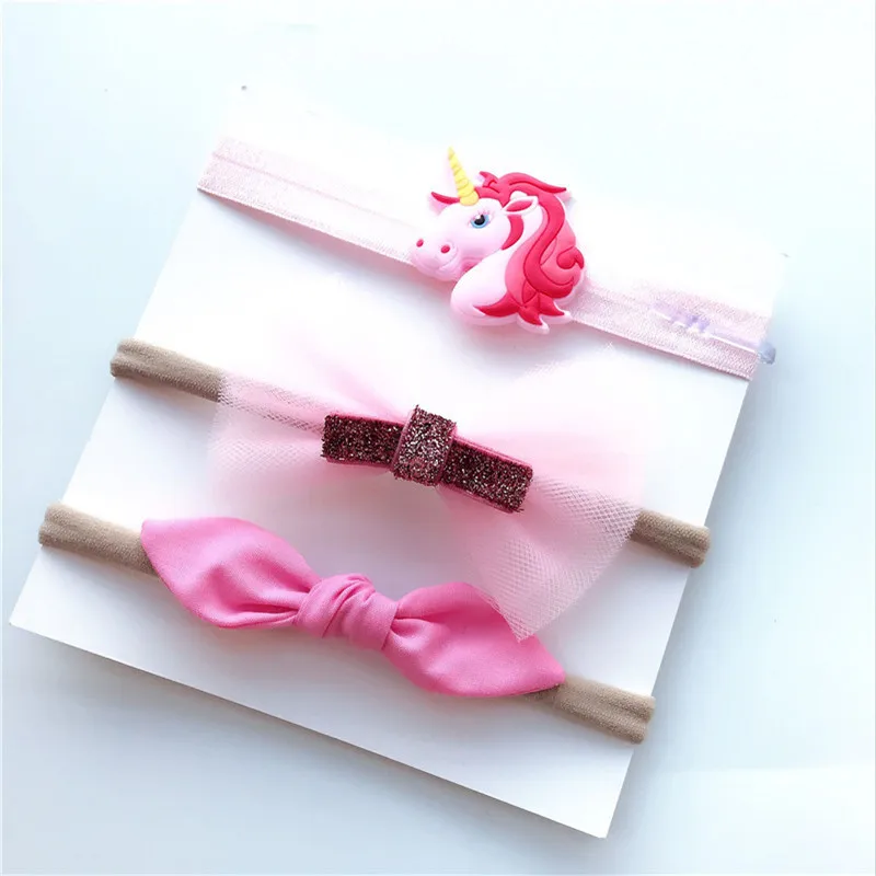 

3pcs/set Kids Girls Nylon Bows Flower Headband Ribbon Hair Bows Elastic Hairband for Bebe Children Hair Accessories