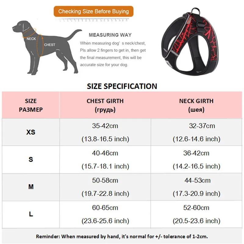 Dog Harness Reflective No Pull Choke Free Pet Harness for Small Medium Dogs Breathable Padded Harness Vest for Bulldog Chihuahua