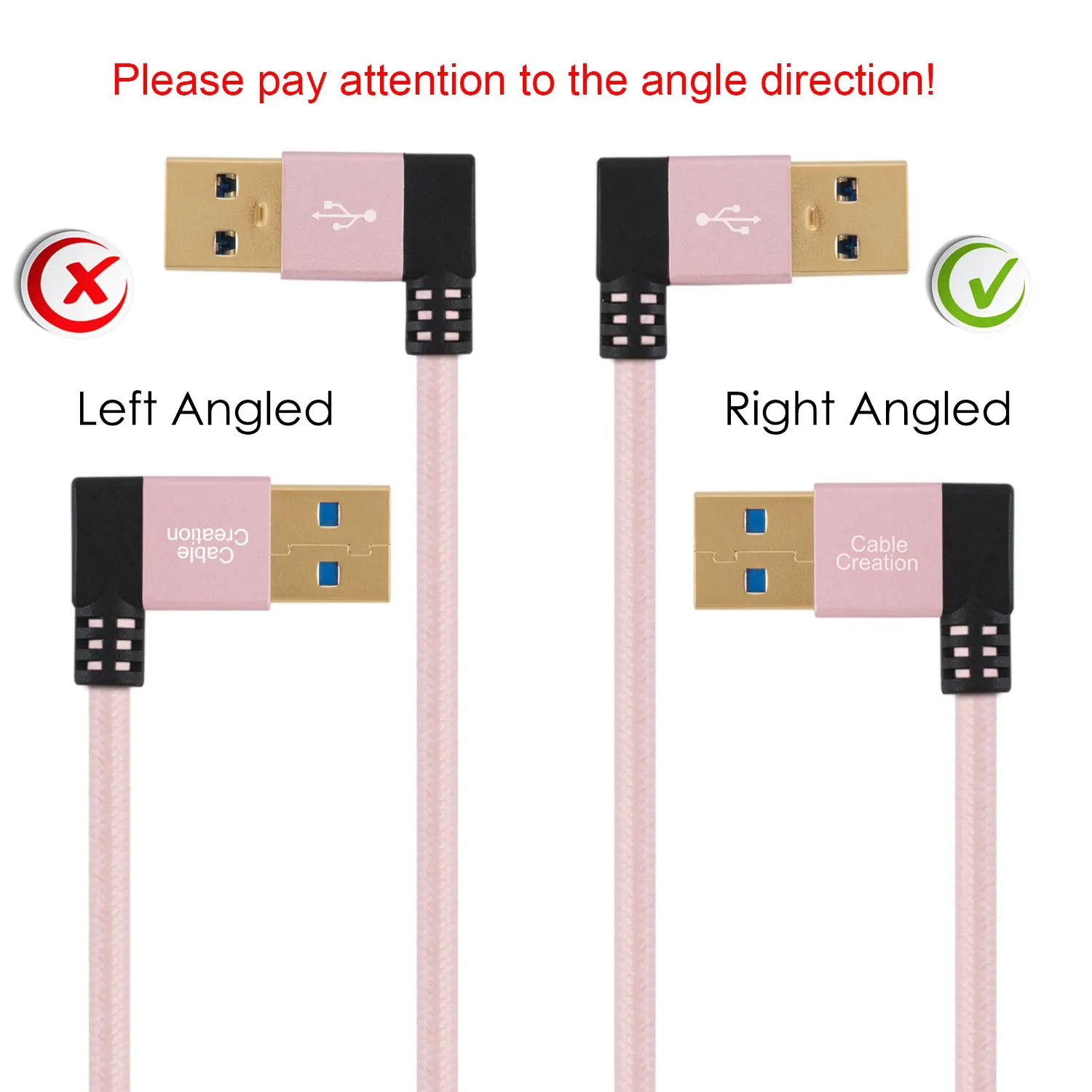 JORINDO-Cable de extensión USB 3,0, Cable extensor de ángulo recto USB 3,0 macho a hembra, Compatible con unidades de pulgar, aluminio oro rosa