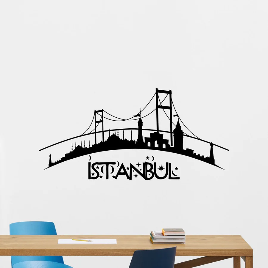 Istanbul Skyline Wall Decal City Vinyl Sticker Art Bedroom Turkey Decor Pattern Wall Tattoo Living Room Sofa Background D409