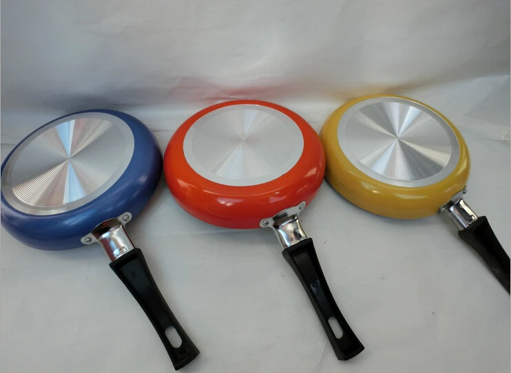 2015 hot grill cooking tools Silica Gel Handle Aluminum Mini Flat Nonstick Frying Pan 4 Colors Available small size 16cm