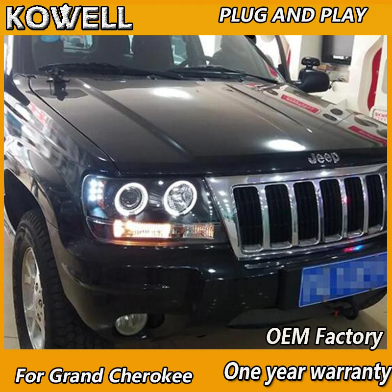 KOWELL Car Styling for Jeep Grand Cherokee 1999-2004 LED headlight Xenon HID front light LED DRL angel eyes