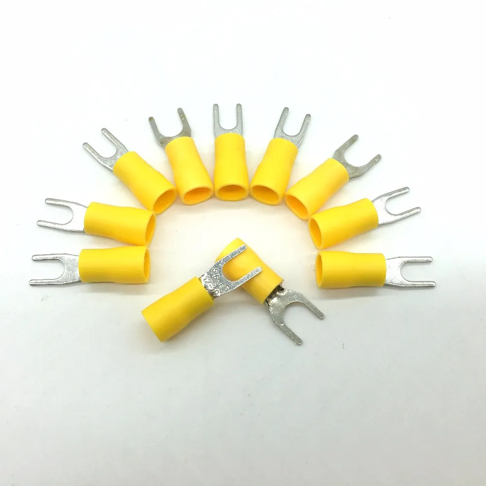 SV5.5-5 Yellow Furcate Pre-insulating Terminal(Type TO) Cold pressed terminals/Cable Connector/Wire Connector 100PCS/Pack