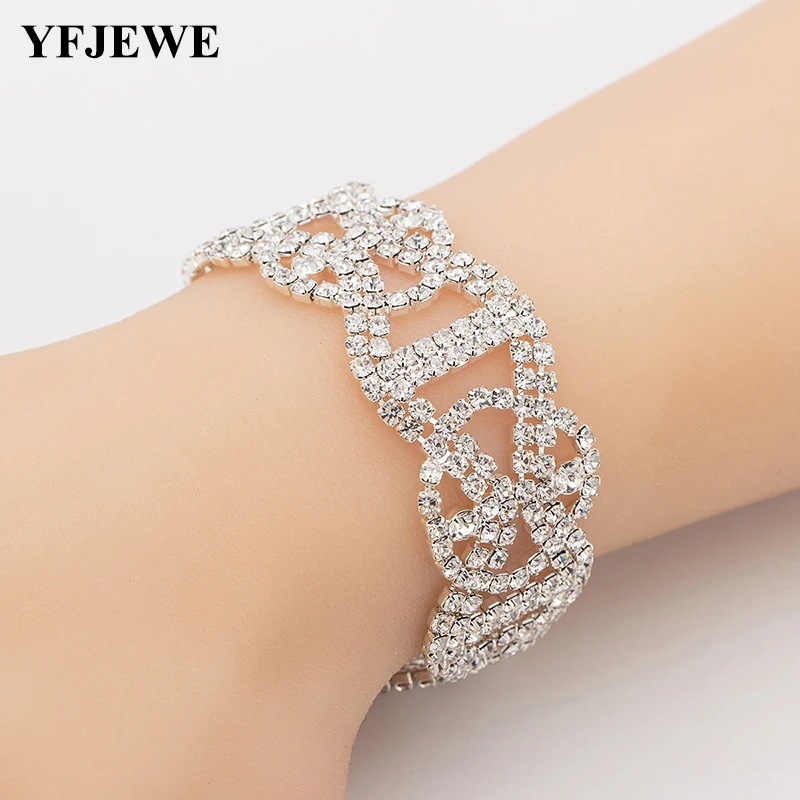 YFJEWE Classic Openwork Flower Zircon Crystal Cubic Zirconia Fashion Bracelets for Women Wedding Gifts B171