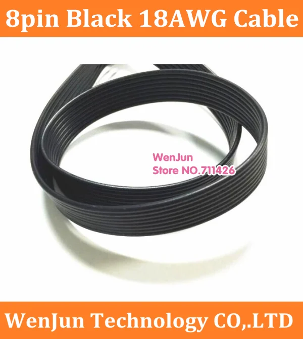 High Quality 8pin all BLACK 1007 18AWG Ribbon Cable for led pixel module 8P connector 8 pin Parallel cable