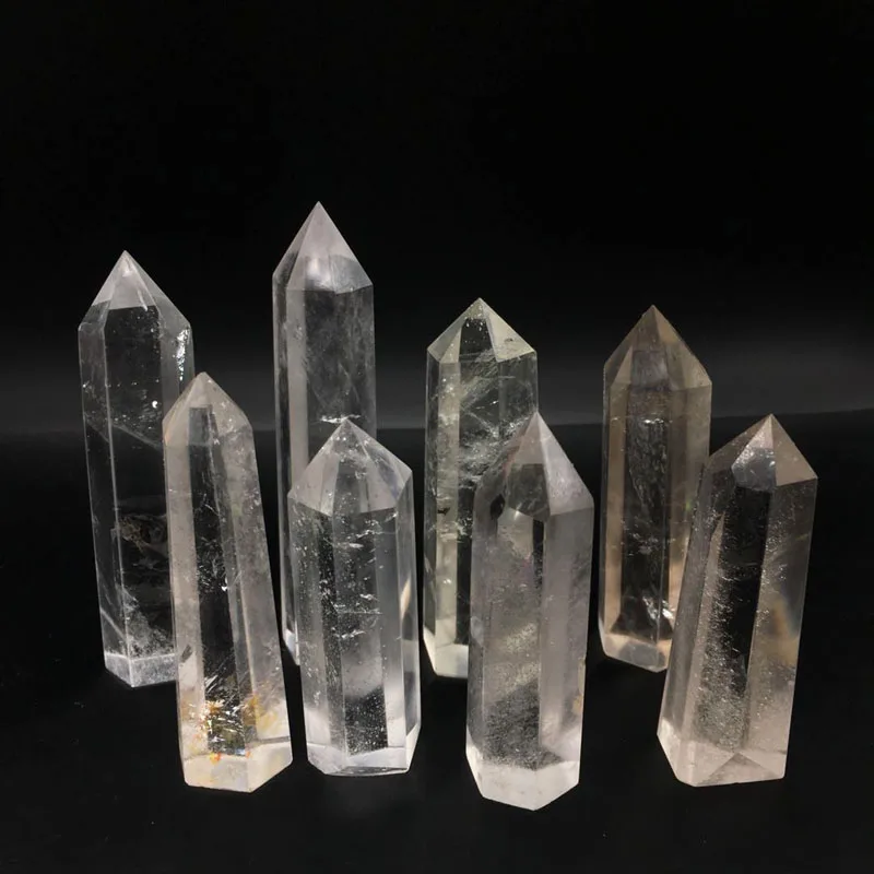 8pcs clear quartz crystals wand points obelisk natural clear quartz crystals Spirit stones for healing stones