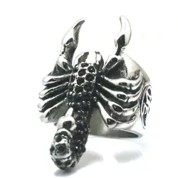 Unisex 316L Stainless Steel Punk Gothic Scorpion Black Stone Newest Ring