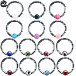 16G Titanium Opal Captive Bead Ring Horseshoe Circular Piercings Sexy BCR Lip Nose Ear Tragus Septum Rings Body Piercing Jewelry