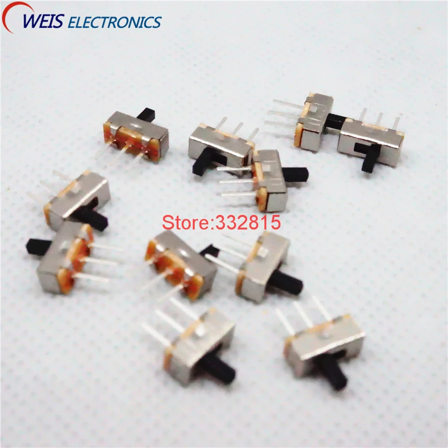 100PCS SS12D00 SS-12D00 4MM 1P2T Toggle Switch Interruptor On-Off Mini 1 Way 2 Band Slide PCB Mount