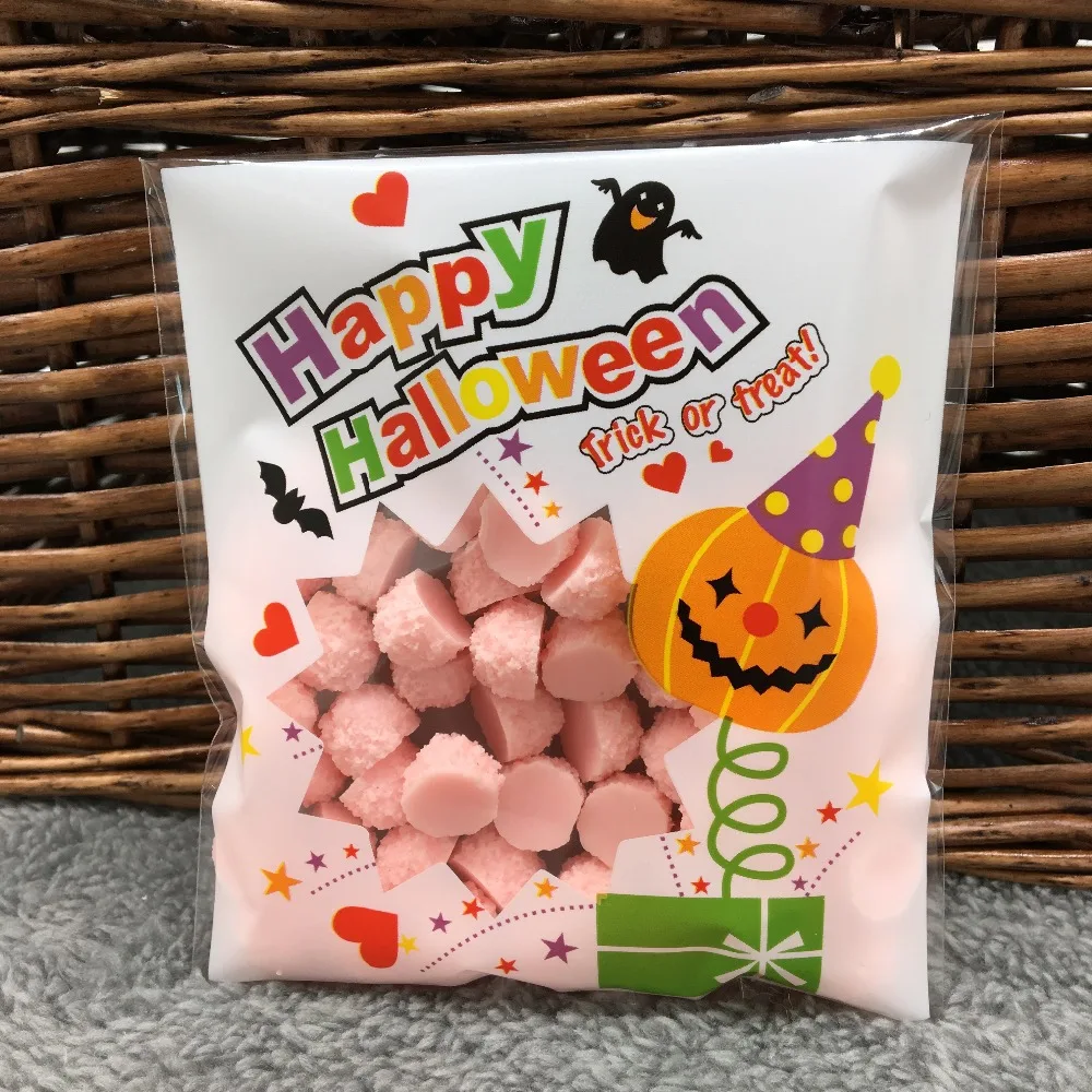 50 sztuk wesołego Halloween Cookie cukierki torby do pakowania chleba samoprzylepne klej z tworzywa sztucznego torby na przekąski pakiet do