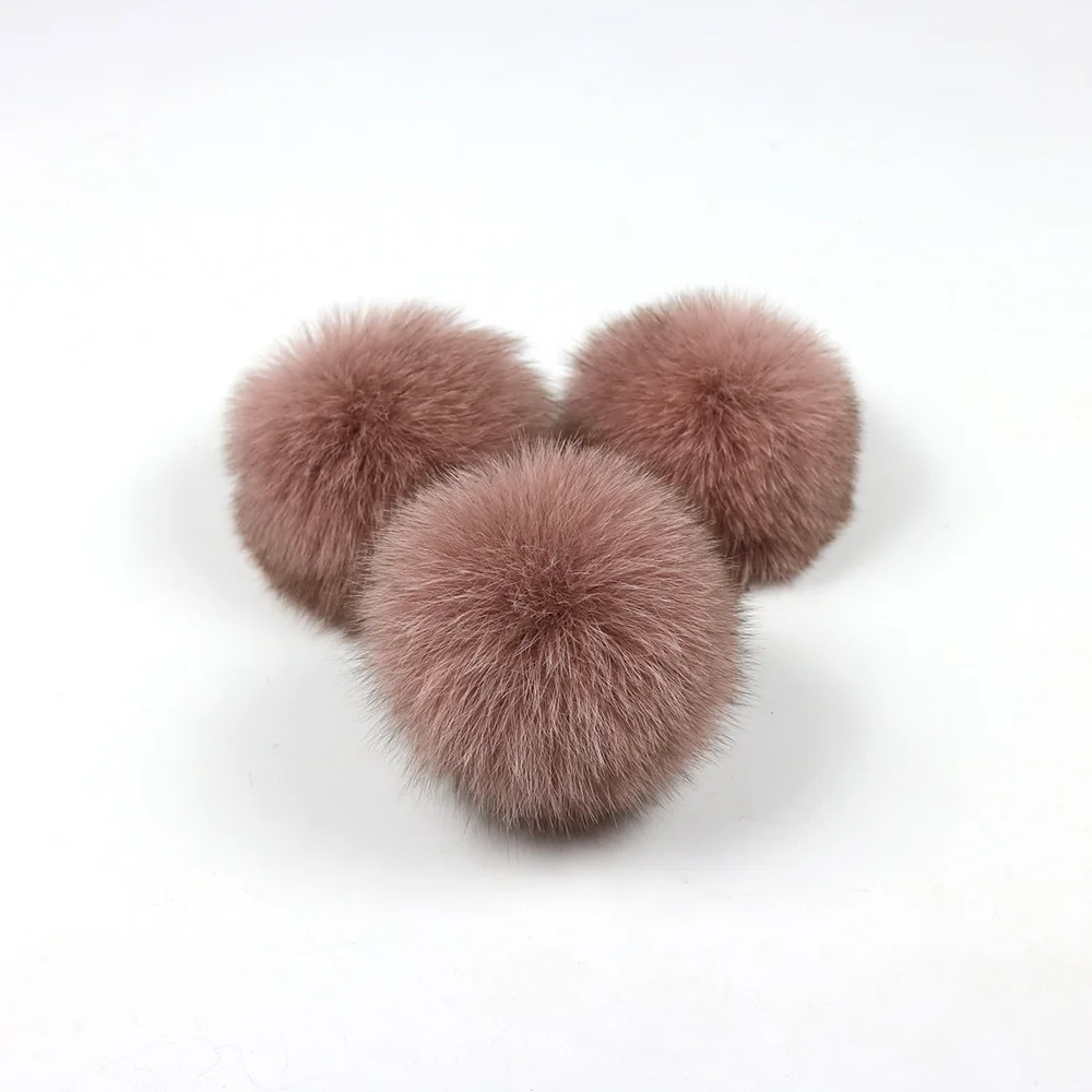 2 piece 10 cm Natural Real Fox Fur Ball Pom Poms Fluffy Fur Pompom DIY Women Kids Winter Hat Skullies Beanies Knitted Cap F28