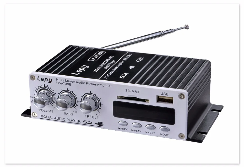 Lepy-amplificadores de potencia Bluetooth lp-a7 USB, con Cable de alimentación y Audio de 12V3A, reproductor MP3 multifuncional FM, SD, USB, para