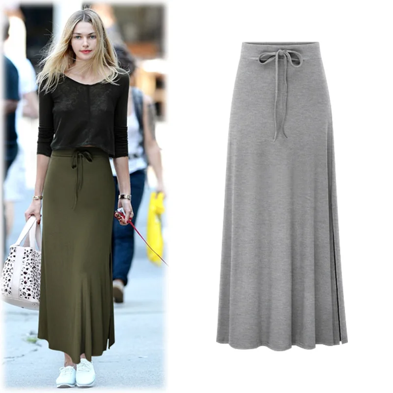 Plus Size Cotton Women Skirts Large Size 6XL Long Maxi Skirt For Women High Waist A Line Female Skirts