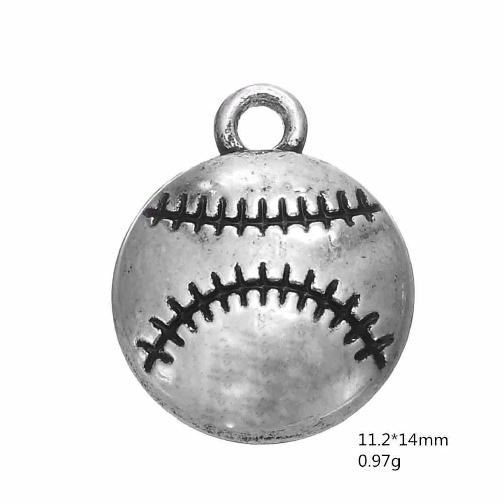 Baseball charm antique silver plated jewelry