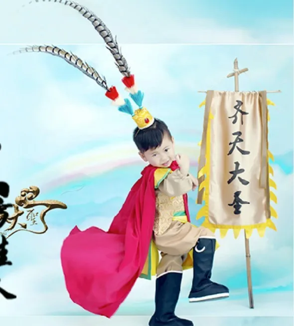 QiTianDaSheng Monkey King The Pilgrimage to the West Little Boy Costume Ancient Chinese Costume Exhibition Costume Boy