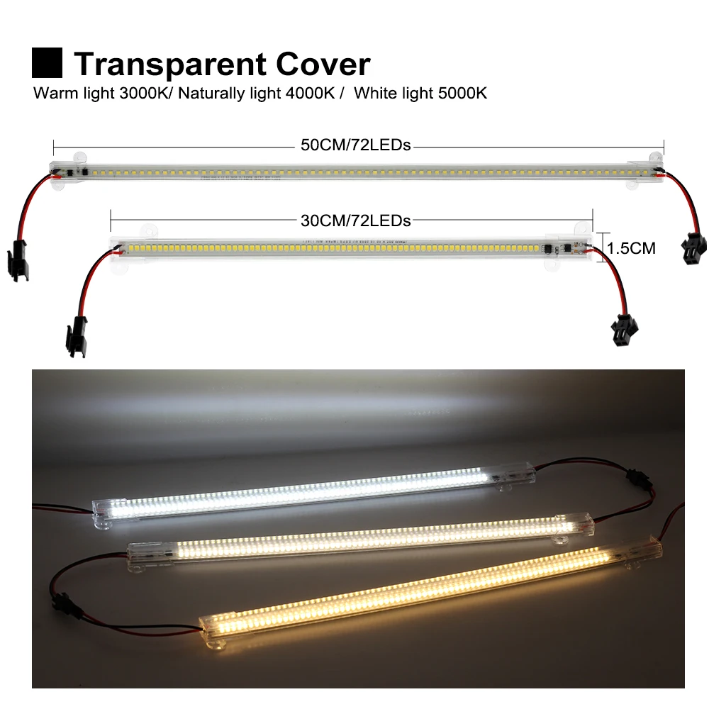 LED Tube Light 220V High Brightness 2835 30cm 50cm 72LEDs LED Bar Lights Fluorescent Tubes for Showcase Cabinet Kitchen Lighting