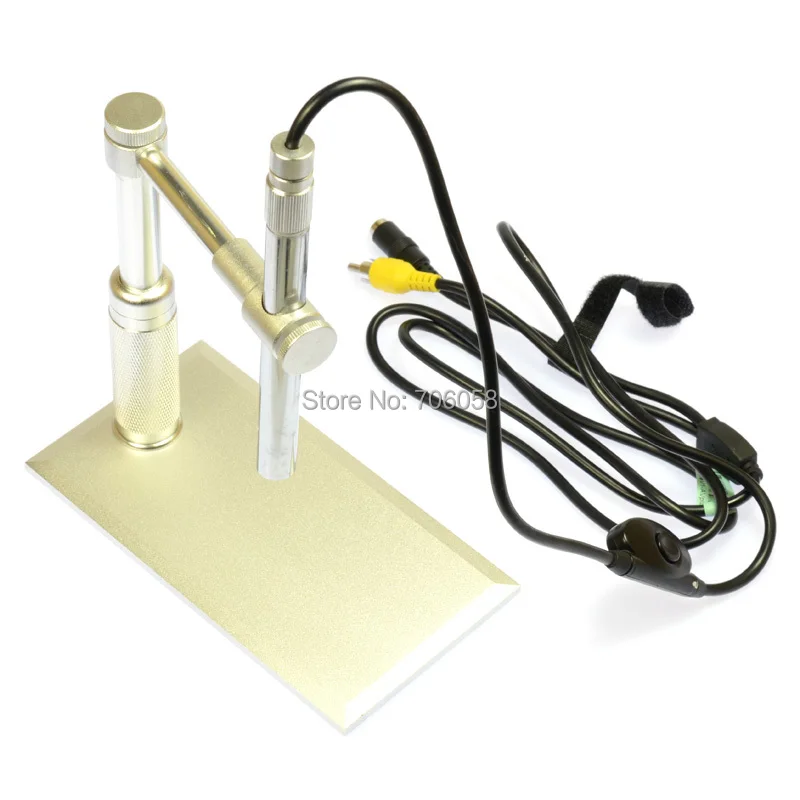 200X 2MP HD Digital Zooming AV TV Video Microscope Endoscope Camera Set with 8 LED light + Aluminium Alloy Stand Holder