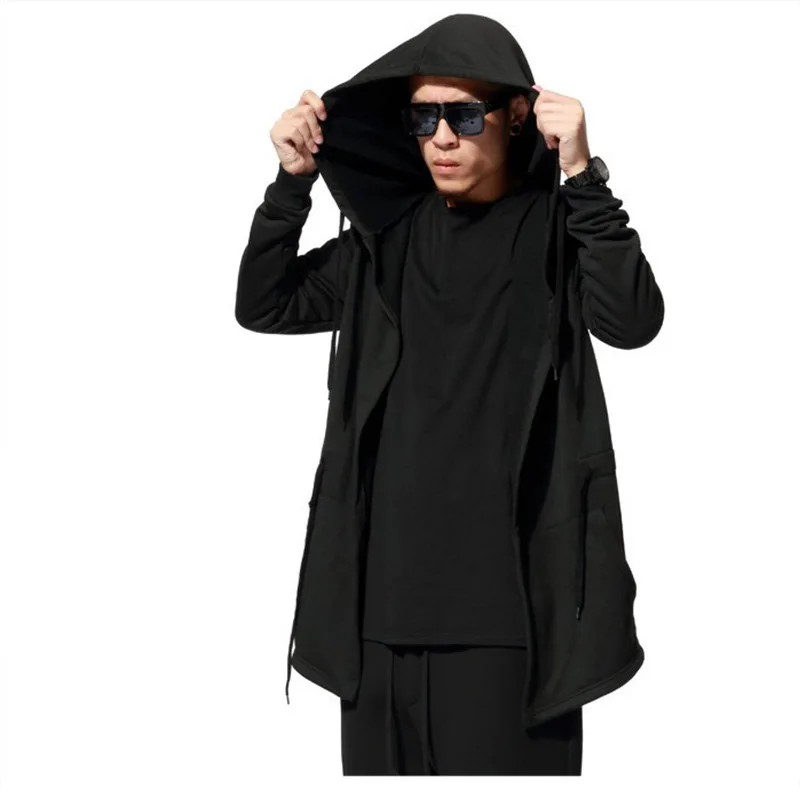 

XUANSHOW Hoodies for Men Gothic Style Black Outwear Hip Hop Big Hat Loose Coat Hooded Sweatshirt