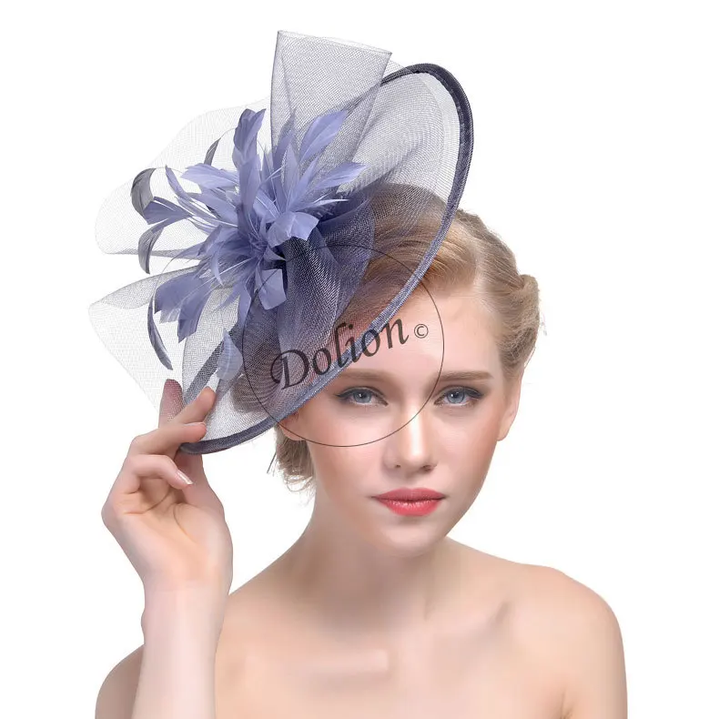 Lady New Fedoras Hat Girls Linen Fedoras Cap Female British Style Hemp Hair Accessories Bridal Headwear Clip Banquet Hat B-8291