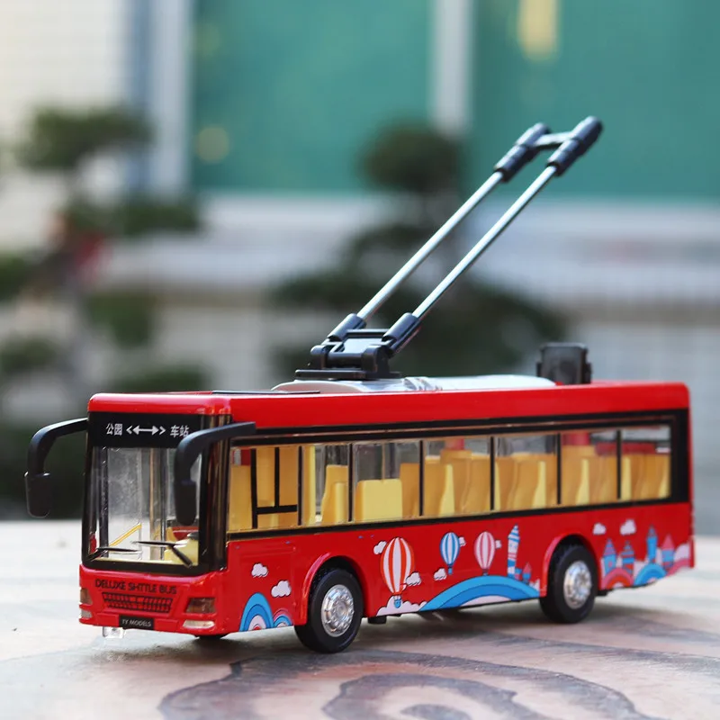 Ônibus modelo de carro liga requintado 1:36 transmissão de voz, simulação de som e luz puxar para trás modelo de metal die-casting, frete grátis