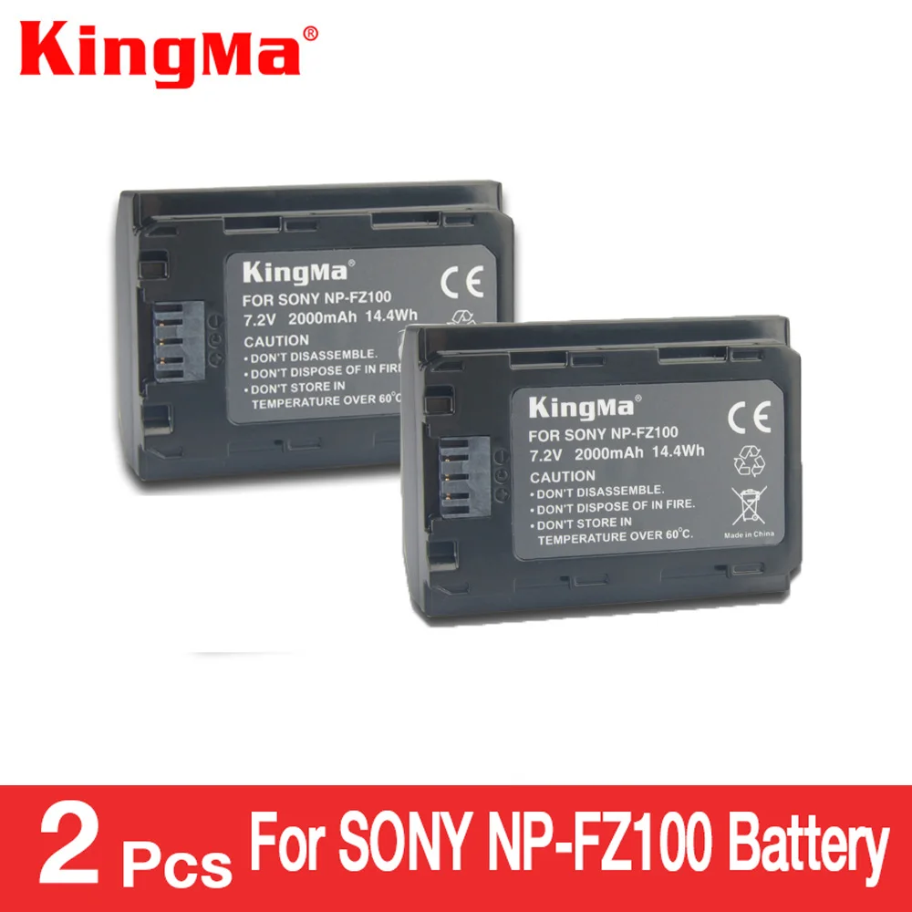 

2000mah KingMa 2pcs np-fz100 Battery NP FZ100 Rechargeable Battery for SONY ILCE-9 A7m3 a7r3 A9 7RM3 BC-QZ1 micro single camera