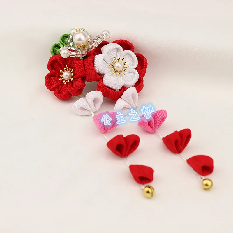 

Clips Vintage Japanese Style Tsumami Kanzashi Kimono Yukata Wedding Festival Headwear Hair Pins Head Flower HW013-02